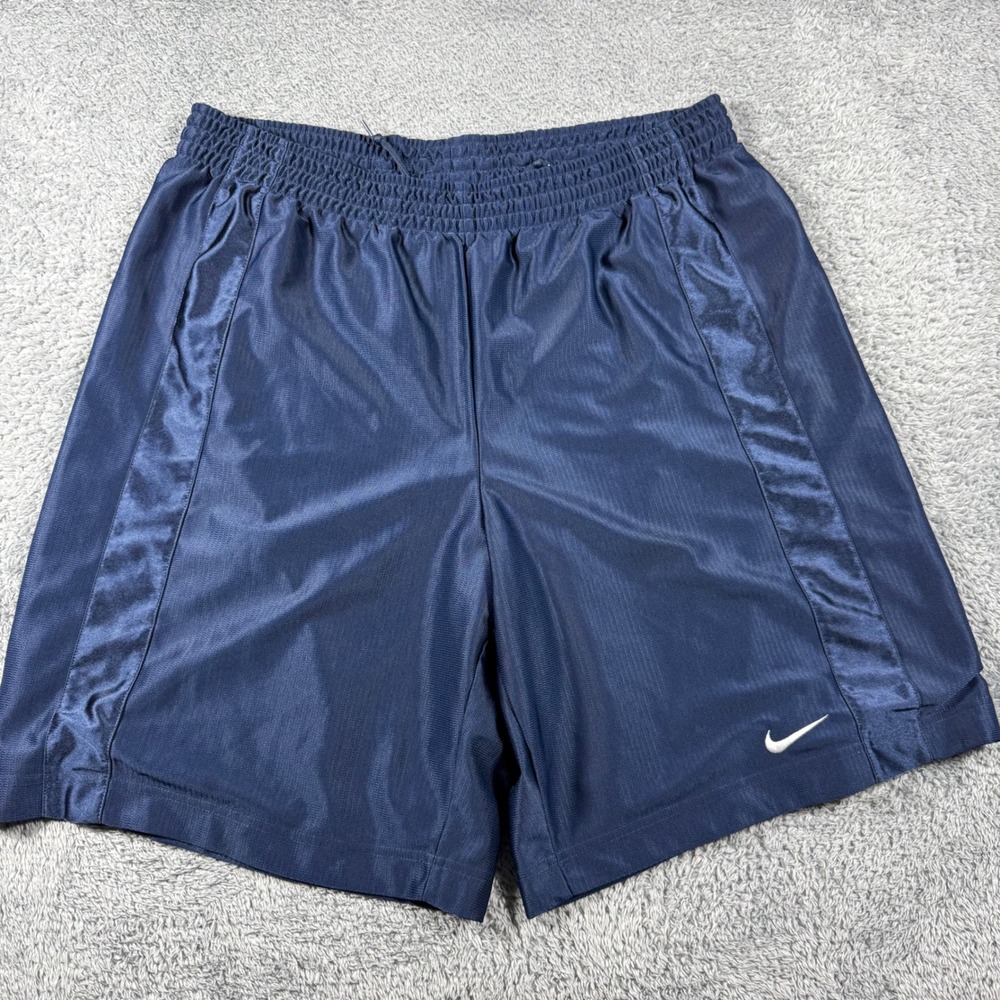VTG Silver TAb Nike Basketball Dazzle Shorts Mens XXL Navy Blue Mesh Athletic